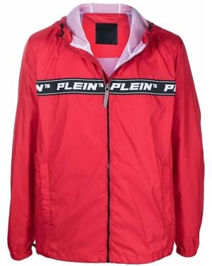 Philipp Plein Logo-Tape Hooded Windbreaker - Red