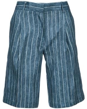ERMANNO FIRENZE Striped Bermuda Shorts - Blue