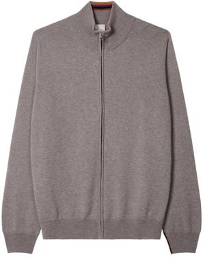 Paul Smith Zip Funnel Neck Cardigan - Brown