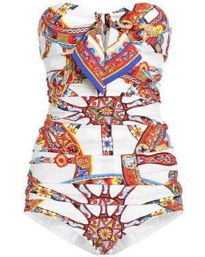 Dolce & Gabbana Charmeuse-Top Mit Carretto-Print - Weiß