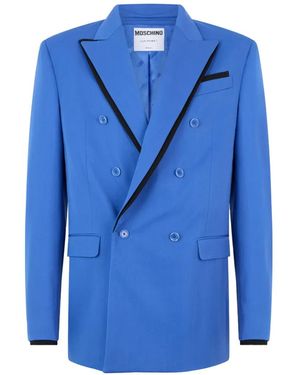 Moschino Double-Breasted Contrast-Trim Blazer - Blue