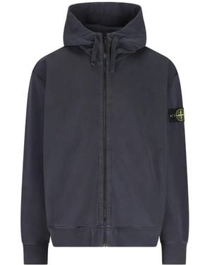 Stone Island Logo-Patch Hoodie - Blue