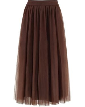 Fabiana Filippi Midi Tulle Skirt - Brown
