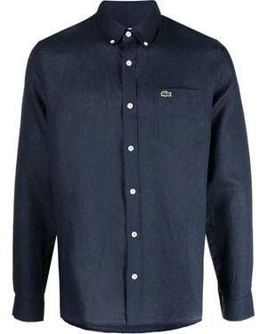 Lacoste Logo-Patch Button-Down Shirt - Blue