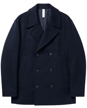 Hevò Double-Breasted Peacoat - Blue