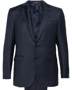 Canali チェック スーツ - ブルー