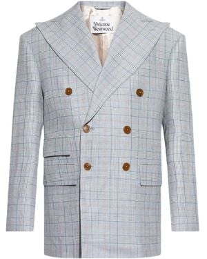 Vivienne Westwood Niesen チェック ダブルジャケット - ブルー