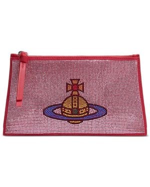 Vivienne Westwood Orb Chain Leather Clutch Bag - Purple