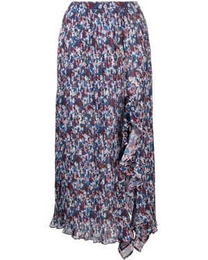 Ganni Floral-Print Pleated Midi Skirt - Multicolour