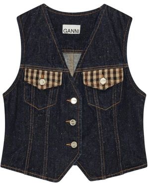 Ganni Denim Waistcoat - Blue