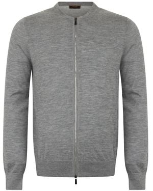 Moorer Casale Zip-Up Fine-Knit Cardigan - Grey