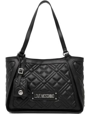 Love Moschino Medium Quilted Logo Tote Bag - Black
