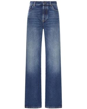 Miu Miu Faded-Effect Logo-Embroidered Jeans - Blue