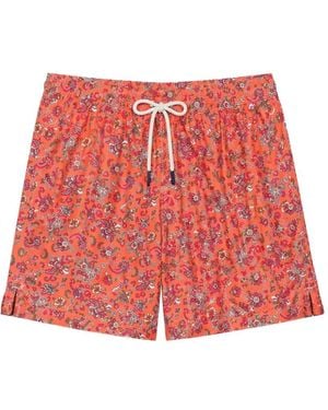LES HÉRITIERS Captain Sea Badeshorts Mit Blumen-Print - Rot