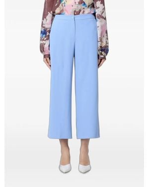 Hanita Cropped Crêpe Trousers - Blue
