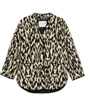 forte_forte "Moiree" Jacquard Cloth Coat - Black
