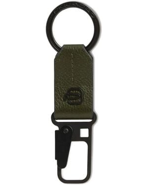 Piquadro Carabiner Leather Keyring - Black