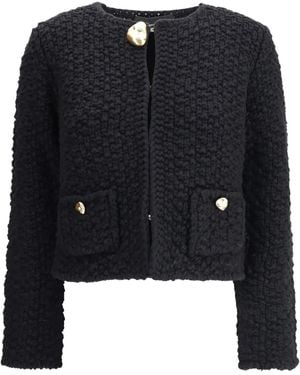 Fabiana Filippi Bouclé-Texture Crew-Neck Jacket - Black