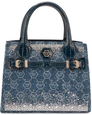 Philipp Plein Small Logo-Detail Tote Bag - Blue