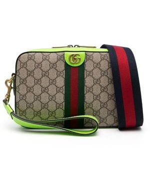 Gucci 'Small Ophidia Gg' And Ebony Crossbody Bag With Web Detail - Green