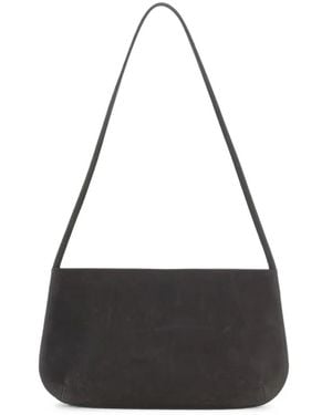 Faune Bra Leather Shoulder Bag - Black