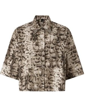 Pinko Cropped Printed Shirt With Metallic Details - Multicolor