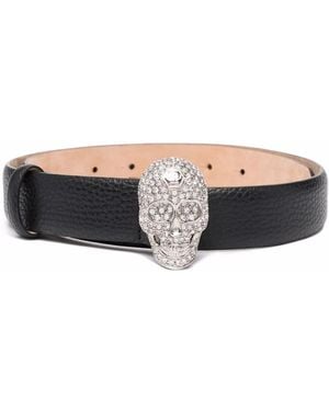 Philipp Plein スカル バックル ベルト - ブラック