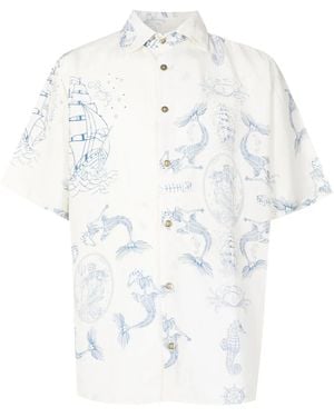 Amir Slama Logo-Engraved Graphic-Print Shirt - White