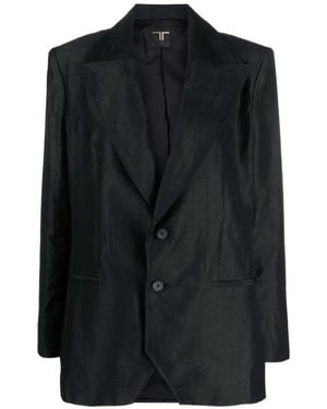 Tessitura Oversized Wide-Lapel Blazer - Black