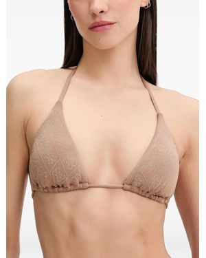 Guess Top De Bikini Triangular Con Logo 4G - Neutro