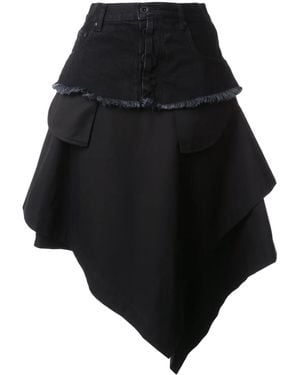 Unravel Project Asymmetric Loose Skirt - Black