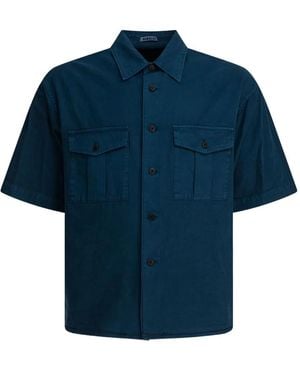 AURALEE Double-Pocket Cotton Shirt - Blue