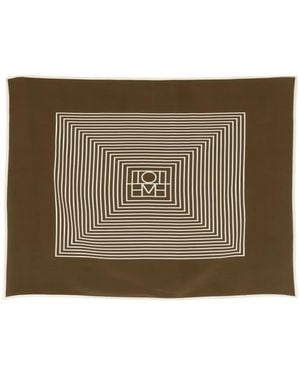 TOTEME Logo-Print Silk Scarf - Brown