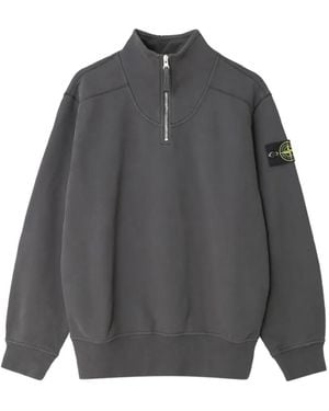 Stone Island 6100021 Comfort-Fit Half-Zip Sweatshirt With Stand Collar - Grey