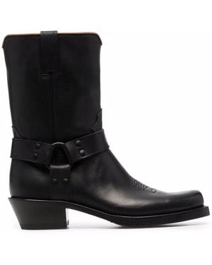 Buttero Black Elba Mid-calf Cowboy Boots