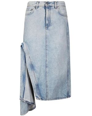 Haikure Logo-Patch Draped Skirt - Blue