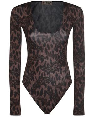 Fiorucci Long-Sleeved Animal-Print Bodie - Black