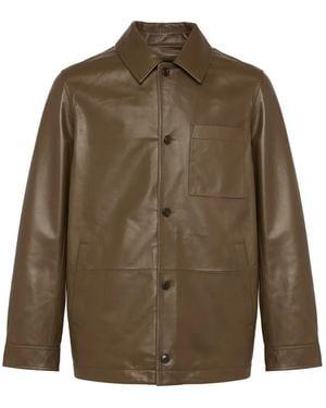 Yves Salomon Button Leather Shirt - Brown