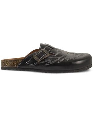 Mexicana Mules Bahia Rust Brodées - Black
