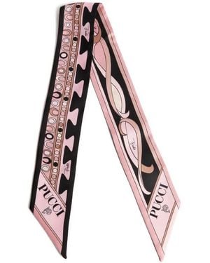 PUCCI Mixed Print Silk Twill Scarf - Natural