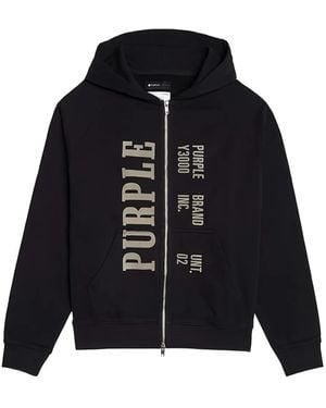 Purple Brand History Two-Way Zip-Up Hoodie - Black