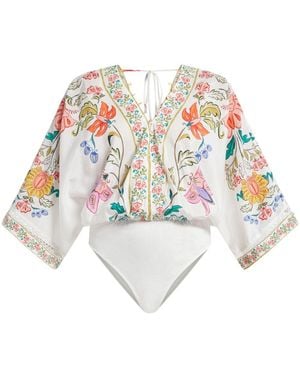FARM Rio Insects Floral Bodysuit - White