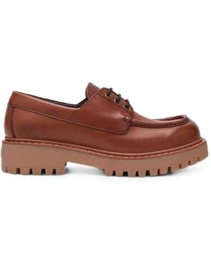 Prada Leather Lug-Sole Derby Shoes - Brown
