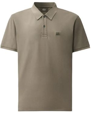 C.P. Company Logo-Patch Polo Shirt - Grey