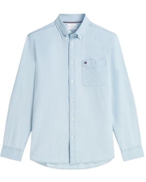 Tommy Hilfiger Button-Down Oervhemd Met Borstzak - Blauw