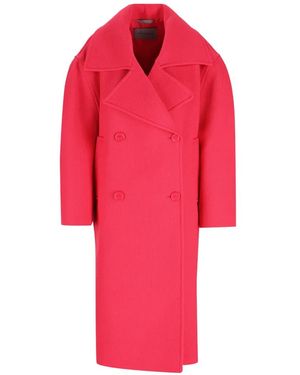 Balenciaga Double-Breasted Wool Coat - Red