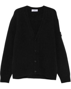 Stone Island Logo-Patch V-Neck Cardigan - Black