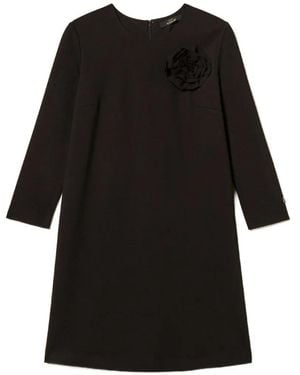 Twinset Floral-Brooch Mini Dress - Black