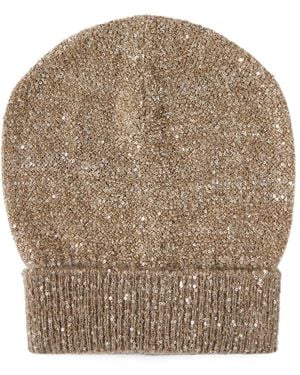 Brunello Cucinelli Dazzling Texture Mohair And Wool Knit Beanie - Natural