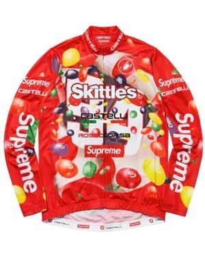 Supreme X Skittles x Castelli langärmeliges Fahrradtrikot - Rot